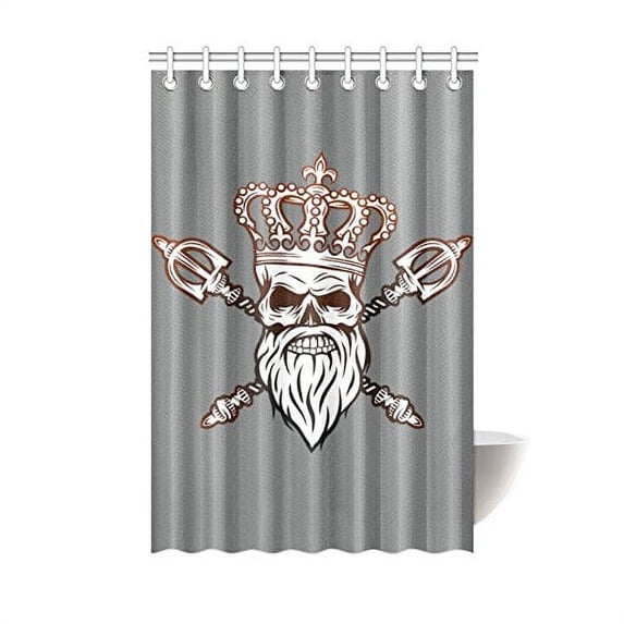 MKHERT Skull King Royal Scepter Polyester Fabric Bathroom Shower Curtain 48x72 inch