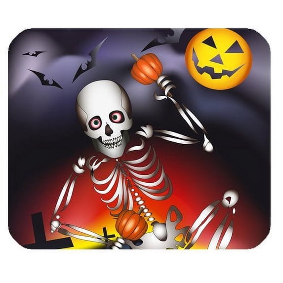 MKHERT Skull Thanksgiving Pumpkin Rectangle Mousepad Mat For Mouse Mice Size 9.84x7.87 inches