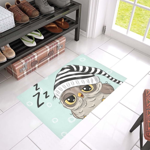 MKHERT Sleeping Cute Owl Doormat Rug Home Decor Floor Mat Bath Mat 23.6x15.7 inch