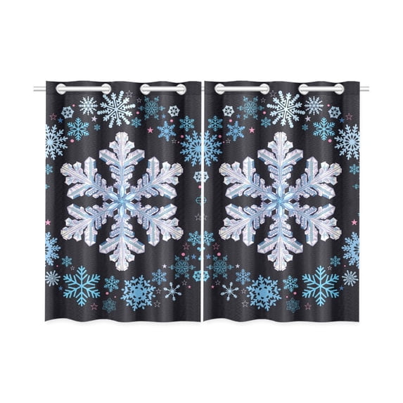 MKHERT Snowflakes Window Curtains Kitchen Curtain Room Bedroom Drapes Curtains 26x39 inch, 2 Piece