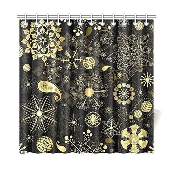 MKHERT Snowflakes and Stars Shower Curtain Home Decor Bathroom Shower Curtain 66x72 inch