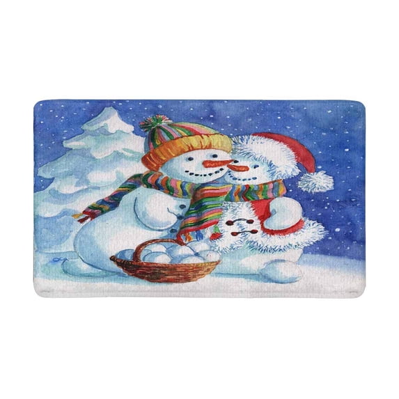 MKHERT Snowmen Couple with Snow Forest Christmas Theme Doormat Rug Home Decor Floor Mat Bath Mat 30x18 inch