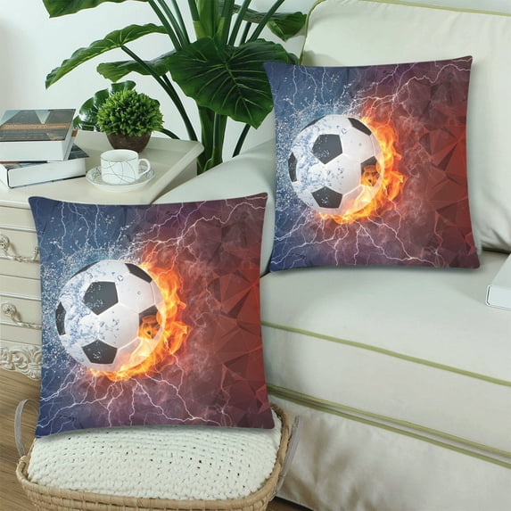 MKHERT Soccer Ball On Fire Throw Pillowcase Pillow Cover Cushion Couver 18x18 inch, Set of 2