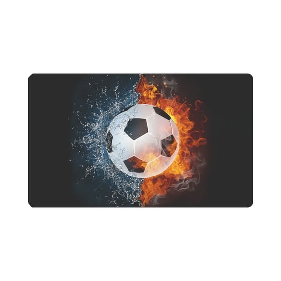 MKHERT Soccer Ball in Fire and Water Doormat Rug Home Decor Floor Mat Bath Mat 30x18 inch