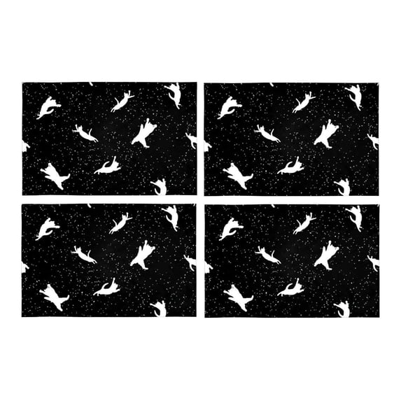 MKHERT Space Cats Placemats Table Mats for Dining Room Kitchen Table Decoration 12x18 inch,Set of 4