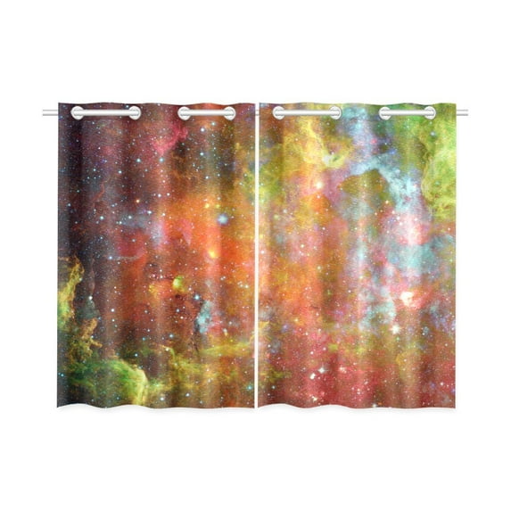 MKHERT Space Nebula And Galaxies Window Curtains Kitchen Curtain Room Bedroom Drapes Curtains 26x39 inch, 2 Piece