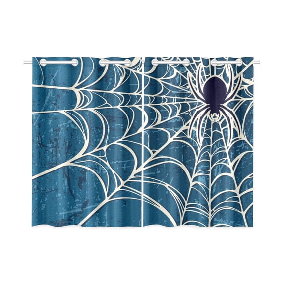 MKHERT Spider Web Blackout Window Curtain Kitchen Curtain 26x39 inch, 2 Panels