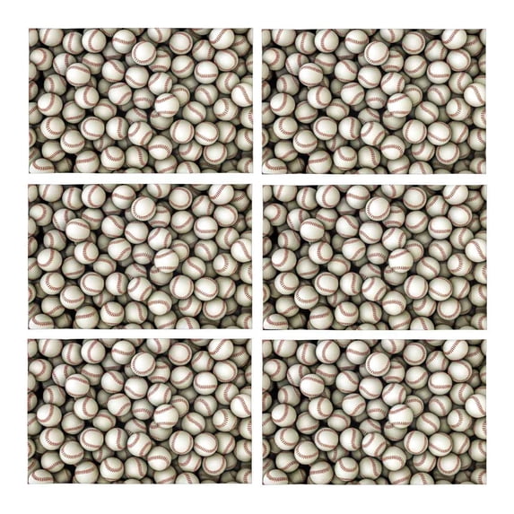 MKHERT Sports Balls Collection Baseballs Placemats Table Mats for Dining Room Kitchen Table Decoration 12x18 inch,Set of 6