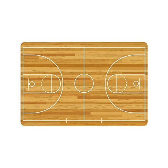 MKHERT Sports Decor Funny Basketball Court Floor with Line On Wood Doormat Rug Home Decor Floor Mat Bath Mat 23.6x15.7 inch