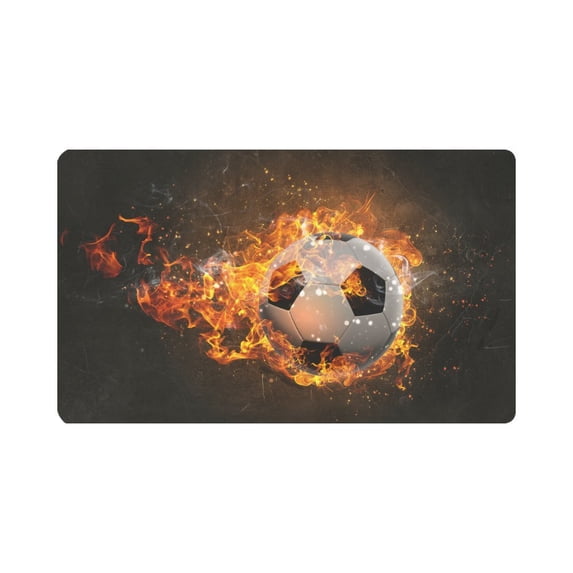 MKHERT Sports Decor Soccer Ball Burning in Fire Doormat Rug Home Decor Floor Mat Bath Mat 30x18 inch