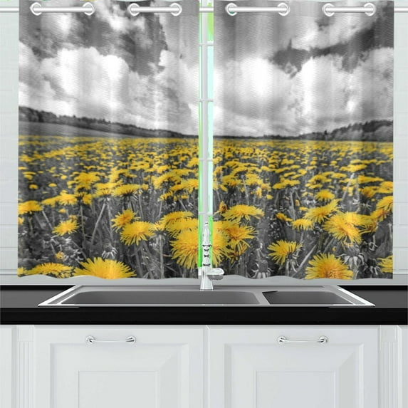 MKHERT Spring Meadow Window Curtain Kitchen Curtain 26x39 inch,Two Piece