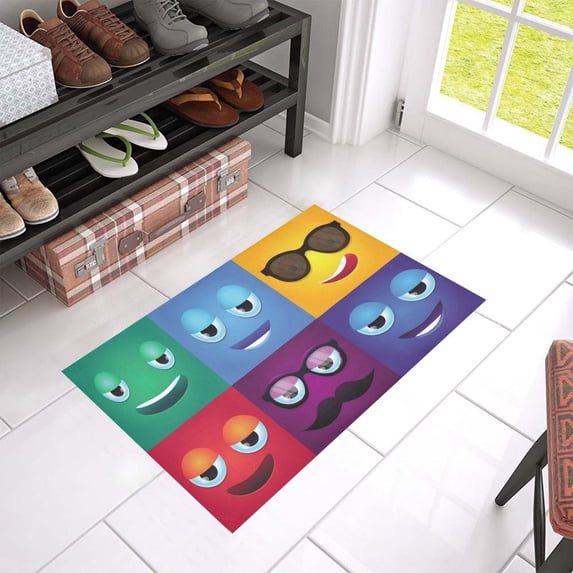 MKHERT Square Faces In Bright Colors Doormat Rug Home Decor Floor Mat Bath Mat 23.6x15.7 inch