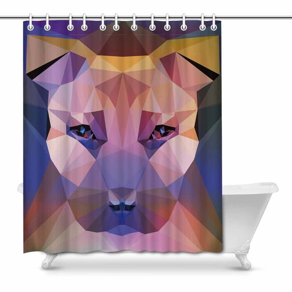 MKHERT Staffordshire Terrier Puppy Dog in Geometric Triangle Pattern Decor Waterproof Polyester Fabric Shower Curtain Bathroom Sets 66x72 inch