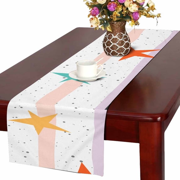 MKHERT Star Pattern Background Table Runner For Wedding Party Decoration Kitchen Decor Decoration 14x72 inch