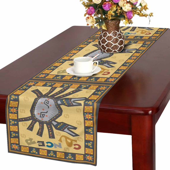 MKHERT Stylized Zodiac Cancer Sign with Symbols On Tribal Ethnic Pattern Table Runner Home Decor for Wedding Banquet Decoration 16x72 Inch