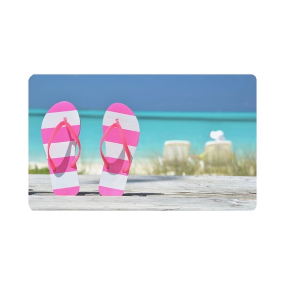 MKHERT Summer Beach Flip-Flops Against Ocean Doormat Rug Home Decor Floor Mat Bath Mat 30x18 inch