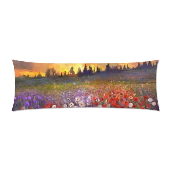 MKHERT Summer Floral Sunset Meadow Body Pillow Pillowcase Pillow Protector Cushion Cover 20x60 Inch