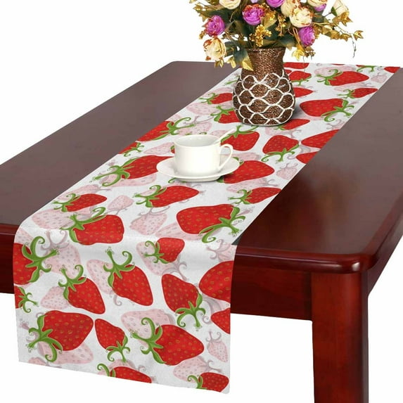 MKHERT Summer Fruit Table Runner, Strawberry Table Cloth Runner for Wedding Party Banquet Decoration 16x72 inch