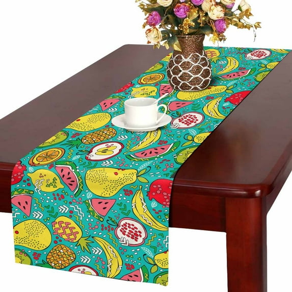 MKHERT Summer Fruit Table Runner, Tropical Fruit Table Cloth Runner for Wedding Party Banquet Decoration 14x72 inch