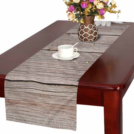 MKHERT Summer Garden Flowers over Wooden Table Table Runner Home Decor for Wedding Party Banquet Decoration 16x72 Inch