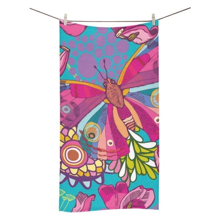 MKHERT Summer Pattern Of Butterflies And Flowers Bath Towel Shower Towel Wash Cloth Face Towels 16x28 Inches