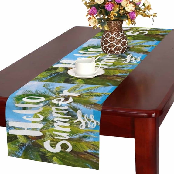 MKHERT Summer Tropical Beach with Palm Trees Table Runner Home Decor for Wedding Party Banquet Decoration 16x72 Inch