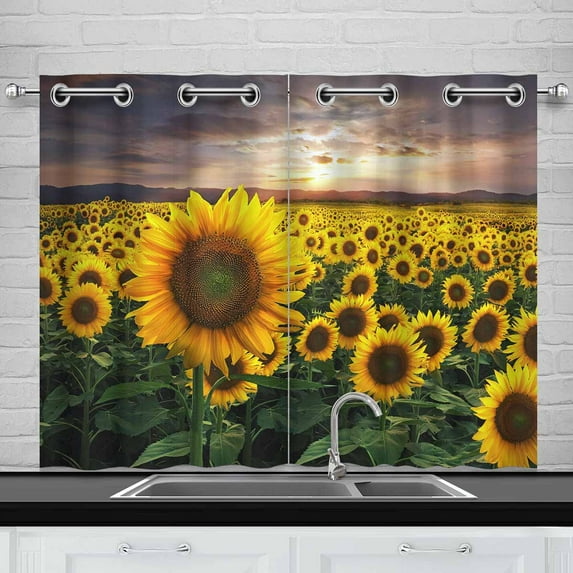 MKHERT Sunflowers Sunset Window Curtain Kitchen Curtain 26x39 inch,Two Piece