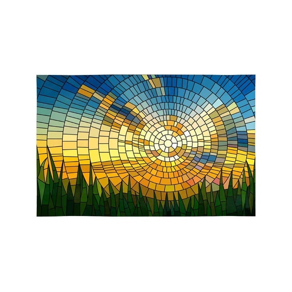 MKHERT Sunset in Blue Sky in Grass Stained Glass Window Placemats Table Mats for Dining Room Kitchen Table Decoration 12x18 inch,Set of 4