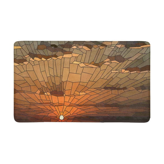 MKHERT Sunset with Clouds in Stained Glass Window Abstract Background Doormat Rug Home Decor Floor Mat Bath Mat 30x18 inch