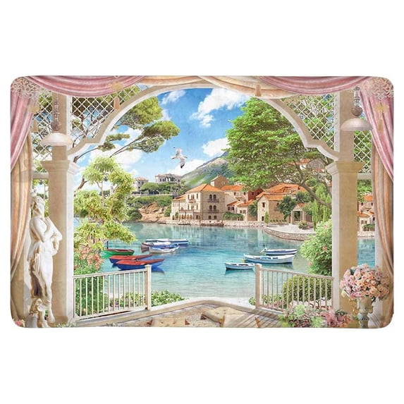 MKHERT Terrace with Access to The Beach with Palm Tree Doormat Rug Home Decor Floor Mat Bath Mat 23.6x15.7 inch