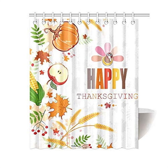 MKHERT Thanksgiving Day Shower Curtain Bath Curtain Waterproof Fabric Polyester Curtains 60x72 inch