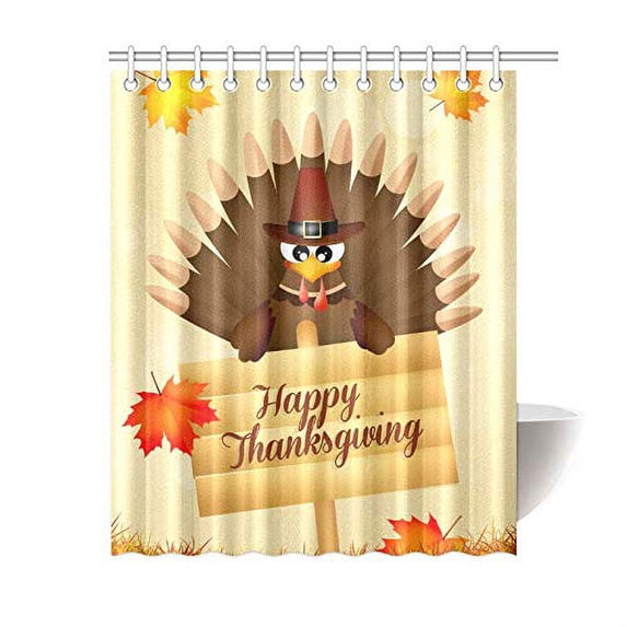 MKHERT Thanksgiving Day Shower Curtain Bath Curtain Waterproof Fabric Polyester Curtains 60x72 inch