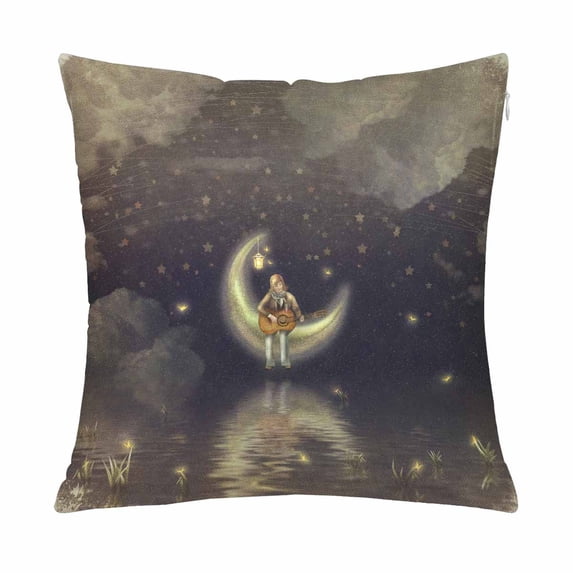 MKHERT The Boy With A Moon Star On His Head Guitar Pillow Covers Pillowcase Throw Pillows 18x18 inch