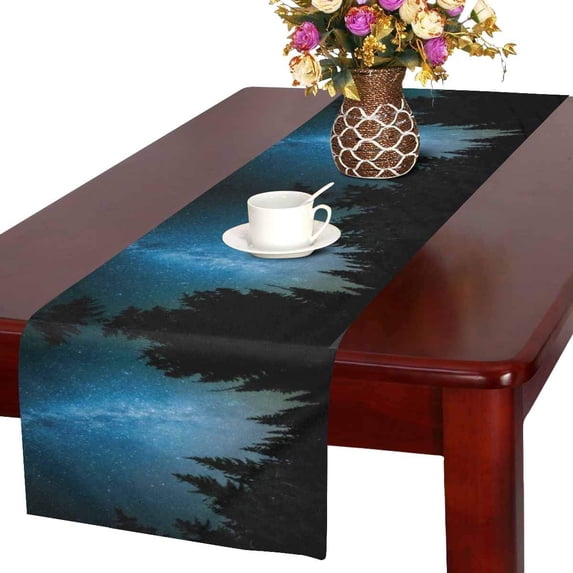 MKHERT The Milky Way Rises Over The Pine Trees on a Foreground Table Runner Home Decor for Wedding Banquet Decoration 16x72 Inch