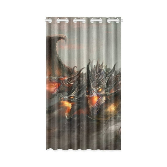 MKHERT Three Headed Dragon Window Curtain Living Room,Bedroom Window Drapes 52x84 inch
