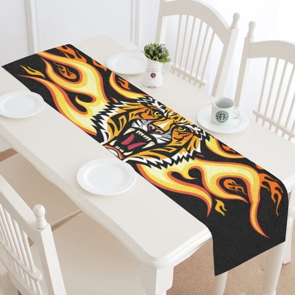 MKHERT Tiger Face Table Runner for Office Kitchen Dining Wedding Party Home Decor 16x72 inch