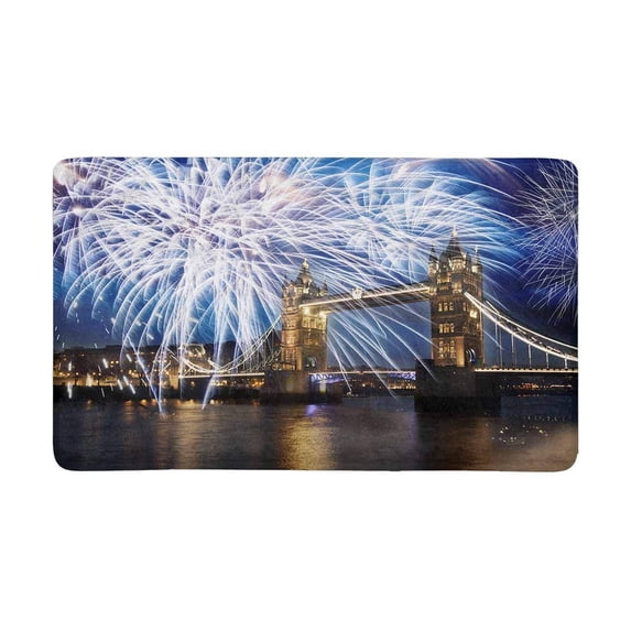 MKHERT Tower Bridge with Firework Celebration of New Year in London UK Doormat Rug Home Decor Floor Mat Bath Mat 30x18 inch