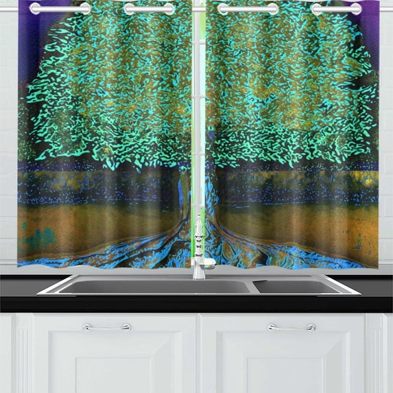MKHERT Tree of Life Window Curtain Kitchen Curtains Window Treatments 26x39 inch,Set of 2