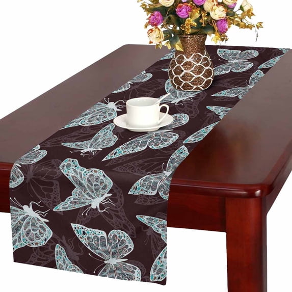 MKHERT Tribal Butterfly Table Runner, Bohemian Butterfly Table Cloth Runner for Wedding Party Banquet Decoration 16x72 inch