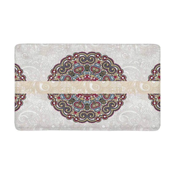 MKHERT Tribal Ethnic Ornamental Template with Floral Background Doormat Rug Home Decor Floor Mat Bath Mat 30x18 inch