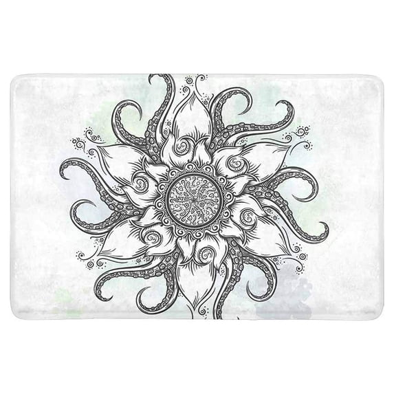 MKHERT Trippy Nautical Mandala with Octopus Tentacles and Floral Elements Doormat Rug Home Decor Floor Mat Bath Mat 23.6x15.7 inch