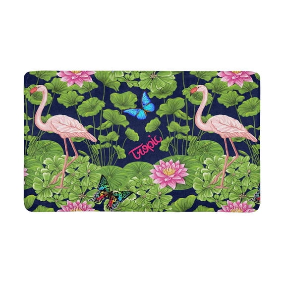 MKHERT Tropical Flamingo with Water Lily and Butterflies Doormat Rug Home Decor Floor Mat Bath Mat 30x18 inch