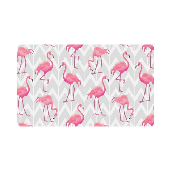 MKHERT Tropical Flamingos Animal with Grey Chevron Doormat Rug Home Decor Floor Mat Bath Mat 30x18 inch
