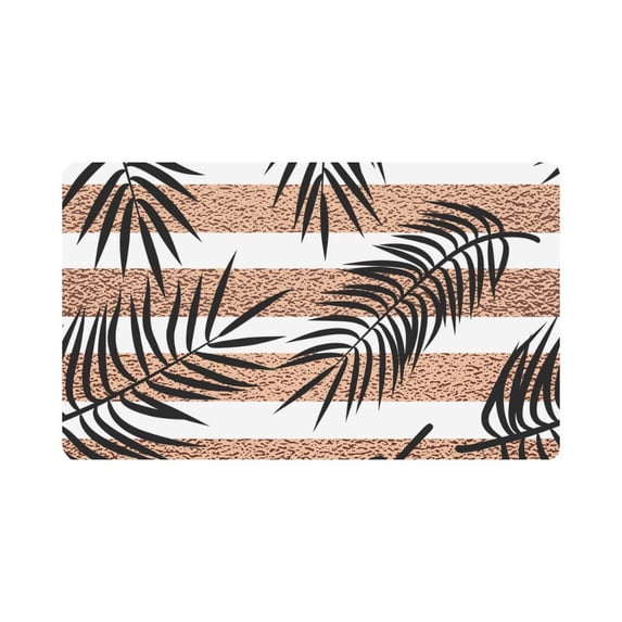 MKHERT Tropical Palm Leaves Rose Gold Stripes Doormat Rug Home Decor Floor Mat Bath Mat 30x18 inch
