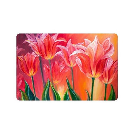 MKHERT Tulips Flower Painting Doormat Rug Home Decor Floor Mat Bath Mat 23.6x15.7 inch
