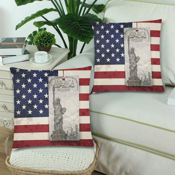 MKHERT USA Statue of Liberty Pillowcase Pillow Protector Cushion Cover 18x18 inch,Set of 2