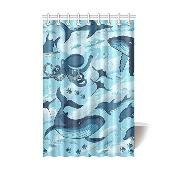 MKHERT Underwater Marine Life Polyester Fabric Bathroom Shower Curtain 48x72 inch
