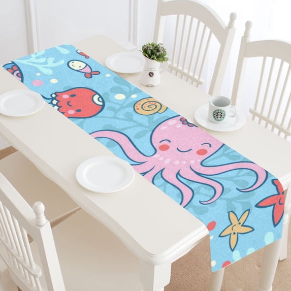 MKHERT Underwater World Table Runner for Wedding Party Banquet Decoration 14x72 inch