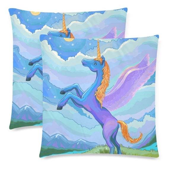 MKHERT Unicorn Throw Pillowcase Pillow Cover Cushion Couver 18x18 inch, Set of 2