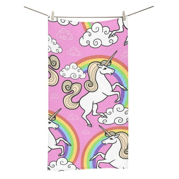 MKHERT Unicorn With Rainbow And Clouds Bath Towel Shower Towel Wash Cloth Face Towels 16x28 Inches